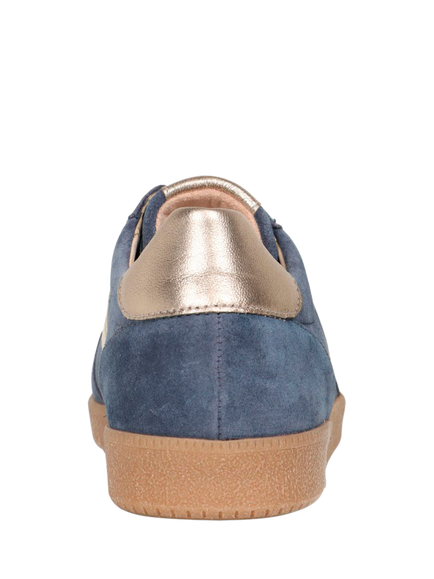 Gabor West Suede Lace Up Trainers - view 2, Jeans/Panna
