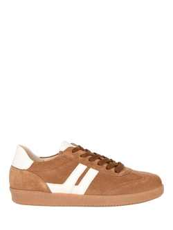 Gabor West Suede Lace Up Trainers, Lion/White