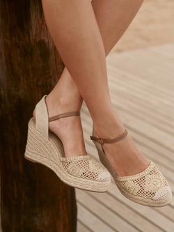 Mint Velvet Roxy Wedge Heel Espadrille Sandals, Gold - view 2, Gold