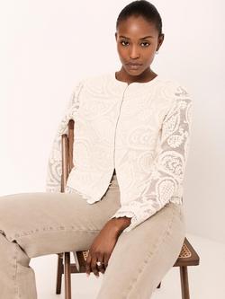 Mint Velvet Crochet Paisley Jacket, Natural - view 2, Natural