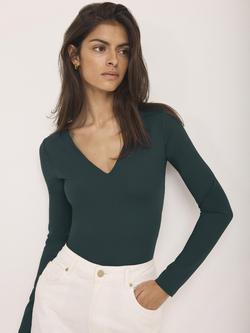 Mint Velvet V-Neck Layering Top, Teal, Teal