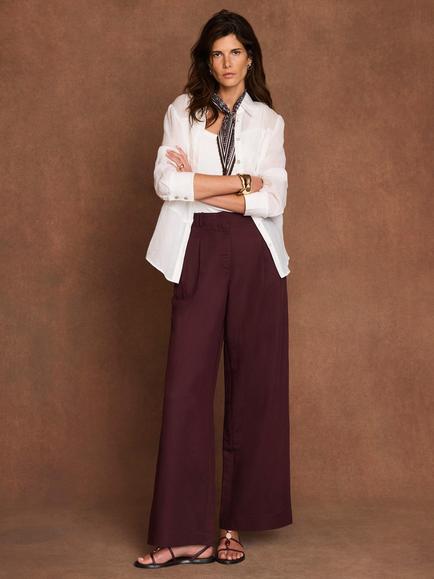 Mint Velvet Linen Blend Wide Leg Trousers, Red Burgundy - view 2, Red Burgundy