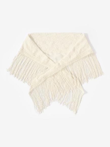 Mint Velvet Lace Fringe Cover Up Scarf, Natural Cream, Natural Cream