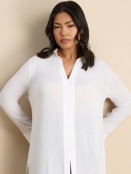Live Unlimited Split Front Crinkle Tunic - view 2, White