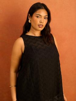 Live Unlimited Geo Print Scoop Neck Tunic, Black - view 2, Black