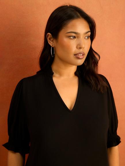 Live Unlimited V Neck Blouse, Black - view 2, Black