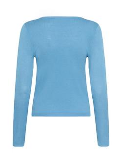 KAFFE Malou Fine Knit V-Neck Jumper, Azure Blue - view 2, Azure Blue