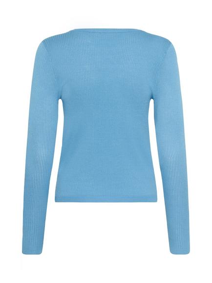 KAFFE Malou Fine Knit V-Neck Jumper, Azure Blue - view 2, Azure Blue