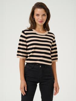 KAFFE Lizza Striped Pullover, Smoke Gray/Black Dee, Smoke Gray/Black Dee