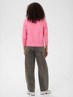 KAFFE Niel Medium Knit V-Neck Jumper, Pink Power Melange - view 2, Pink Power Melange