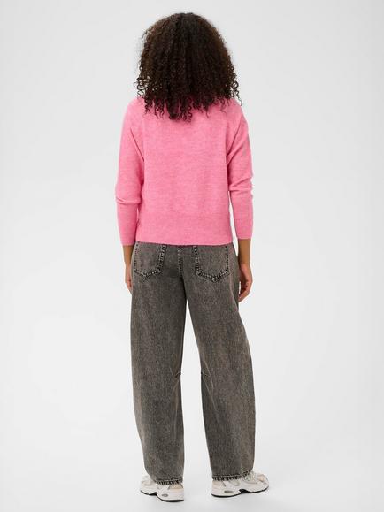 KAFFE Niel Medium Knit V-Neck Jumper, Pink Power Melange - view 2, Pink Power Melange