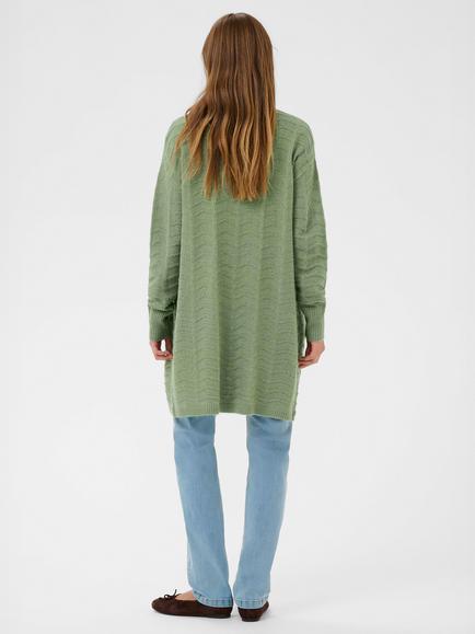KAFFE Emria Knitted Longline Cardigan, Sea Spray - view 2, Sea Spray