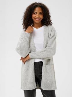KAFFE Lianne Long, Loose Cut Cardigan, Grey Melange, Grey Melange