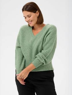 KKAFFE Lianne Relaxed Fit V-Neck Jumper, Sea Spray Melange, Sea Spray Melange