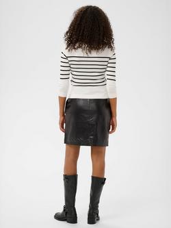 KAFFE Lizza Striped Boat Neck Jumper, White/Black - view 2, White/Black