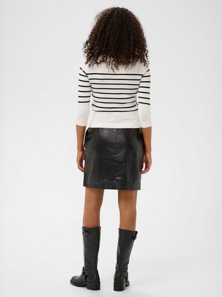 KAFFE Lizza Striped Boat Neck Jumper, White/Black - view 2, White/Black