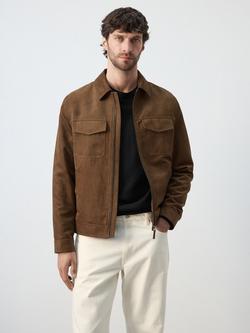 Mango Faux Suede Zip Jacket Jacket, Cognac, Cognac