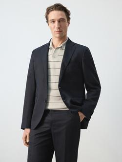 Mango Tailored Linen Blend Blazer, Navy, Navy