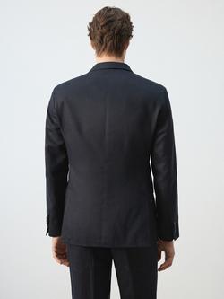 Mango Tailored Linen Blend Blazer, Navy - view 2, Navy