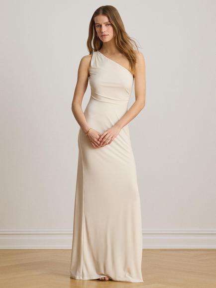 Lauren Ralph Lauren Cold Shoulder Maxi Dress, Mascarpone Cream, Mascarpone Cream