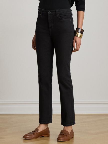 Lauren Ralph Lauren High Rise Slim Fit Straight Leg Jeans, Black Wash, Black Wash