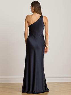 Lauren Ralph Lauren One Shoulder Sateen Maxi Dress, Lauren Navy - view 2, Lauren Navy