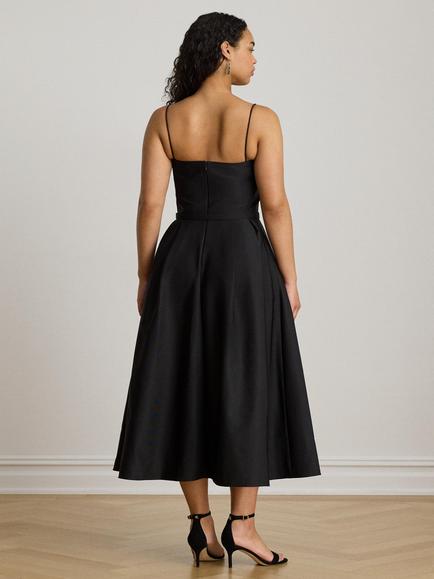 Lauren Ralph Lauren Belted Spaghetti Strap Flare Midi Dress, Black - view 2, Black