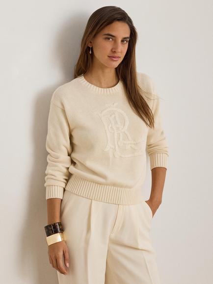 Lauren Ralph Lauren Embroidered Logo Jumper, Mascarpone Cream