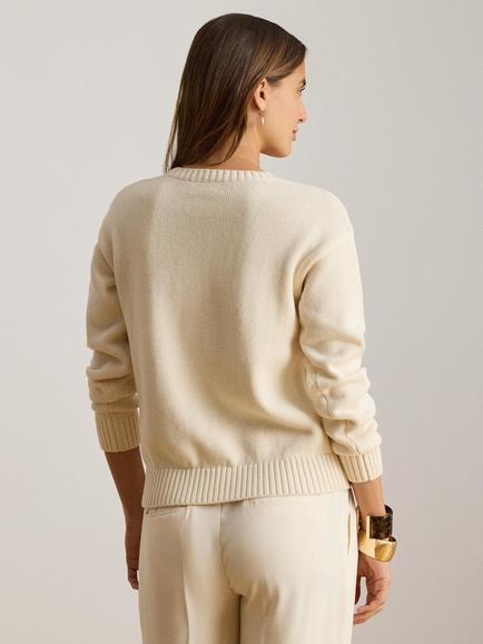 Lauren Ralph Lauren Embroidered Logo Jumper - view 2, Mascarpone Cream