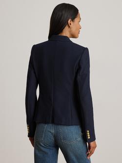 Lauren Ralph Lauren Double Breasted Cotton Rich Blazer, Lauren Navy - view 2, Lauren Navy