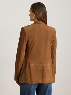 Lauren Ralph Lauren Single Breasted Suede Blazer, Light Tobacco - view 2, Light Tobacco
