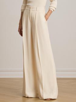 Lauren Ralph Lauren Kirahn Wide Leg Pleat Trousers, Mascarpone Cream, Mascarpone Cream
