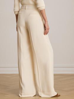 Lauren Ralph Lauren Kirahn Wide Leg Pleat Trousers, Mascarpone Cream - view 2, Mascarpone Cream