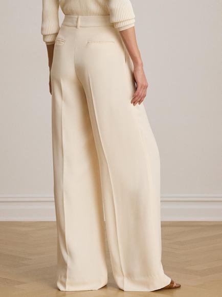 Lauren Ralph Lauren Kirahn Wide Leg Pleat Trousers, Mascarpone Cream - view 2, Mascarpone Cream