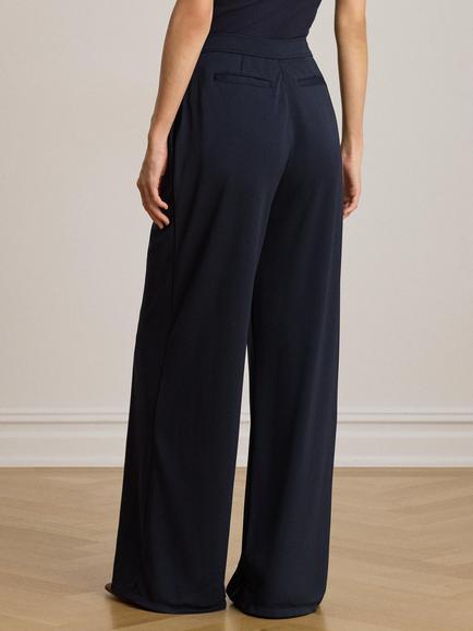 Lauren Ralph Lauren Chabrell Pleat Wide Leg Trousers, Lauren Navy - view 2, Lauren Navy