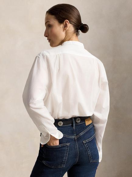 Polo Ralph Lauren Band Collar Cotton Shirt, White - view 2, White