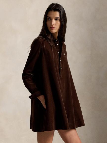 Polo Ralph Lauren Corduroy Mini Shirt Dress, Brown, Brown