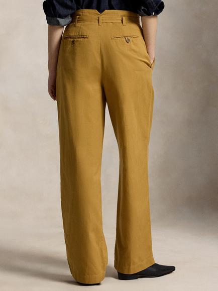 Polo Ralph Lauren High Rise Cotton Blend Trousers, Brown - view 2, Brown