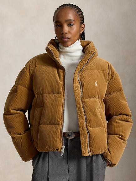 Polo Ralph Lauren Corduroy Down Puffer Jacket, Tan, Tan