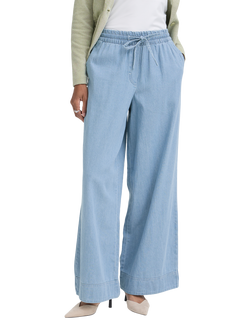 ICHI Archer Wide Leg Trousers, Light Blue Washed, Light Blue Washed
