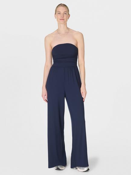 Sweaty Betty Bandeau Modal Wide Leg Jumpsuit, Navy