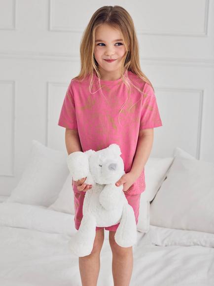 Chelsea Peers Kids' Fiesta Graphic Print Short Pyjama Set, Pink - view 2, Pink
