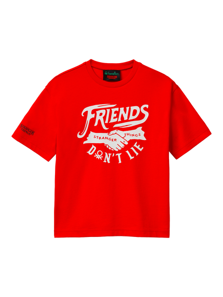 Benetton Kids' Short Sleeve Stranger Things Graphic T-Shirt, Red, Red