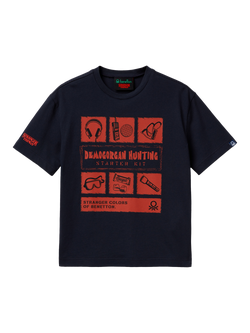 Benetton Kids' Short Sleeve Stranger Things T-Shirt, Blue