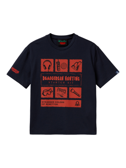 Benetton Kids' Short Sleeve Stranger Things T-Shirt, Blue