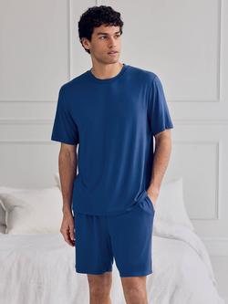 Chelsea Peers Crew Neck Short Pyjama Set containing TENCEL™ Modal, Blue, Blue