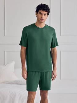 Chelsea Peers Crew Neck Short Pyjama Set containing TENCEL™ Modal, Khaki, Khaki
