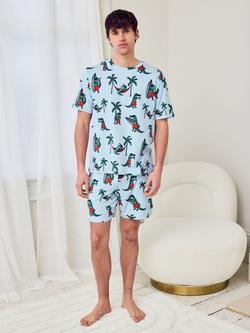Chelsea Peers Surfing Crocodile Print Short Pyjama Set, Blue Multi, Blue/Multi