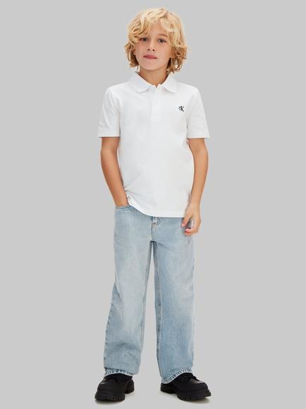 Calvin Klein Kids' Short Sleeve Logo Polo Shirt, White, White