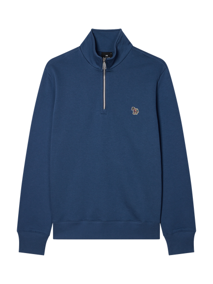 Paul Smith Zebra Half Zip Cotton Top, Indigo, Indigo